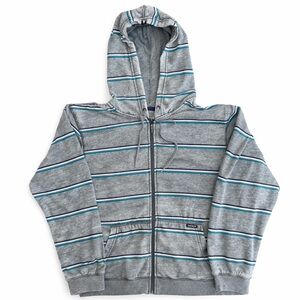 Y2K Striped Gray Dvision Zip-Up Hoodie